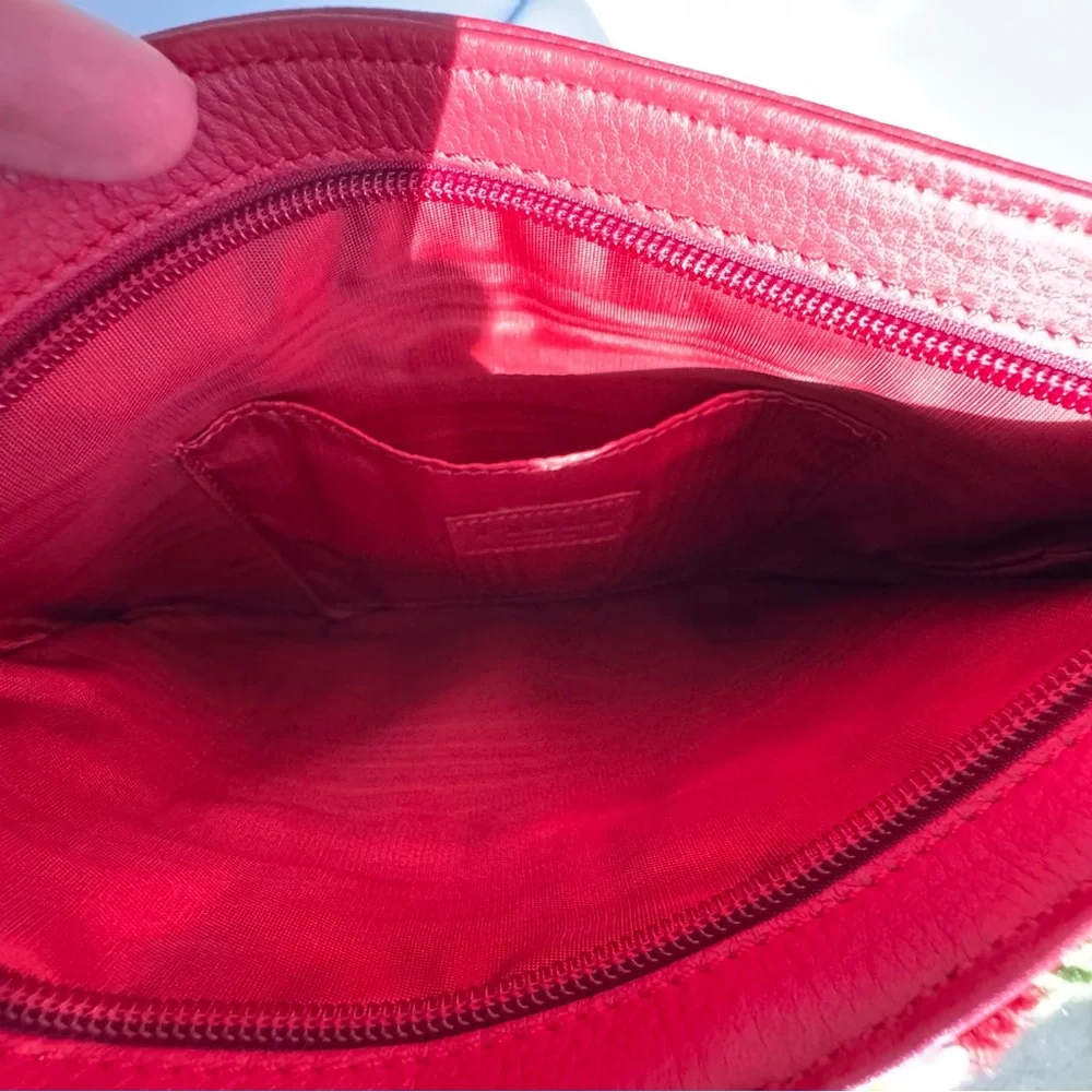 Fiori Coleccion Red Genuine Leather Embroidered Tassel Clutch Bag NWOT 10x7 Boho
